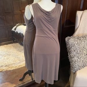 Ann Taylor cowl neck taupe dress, small, EUC